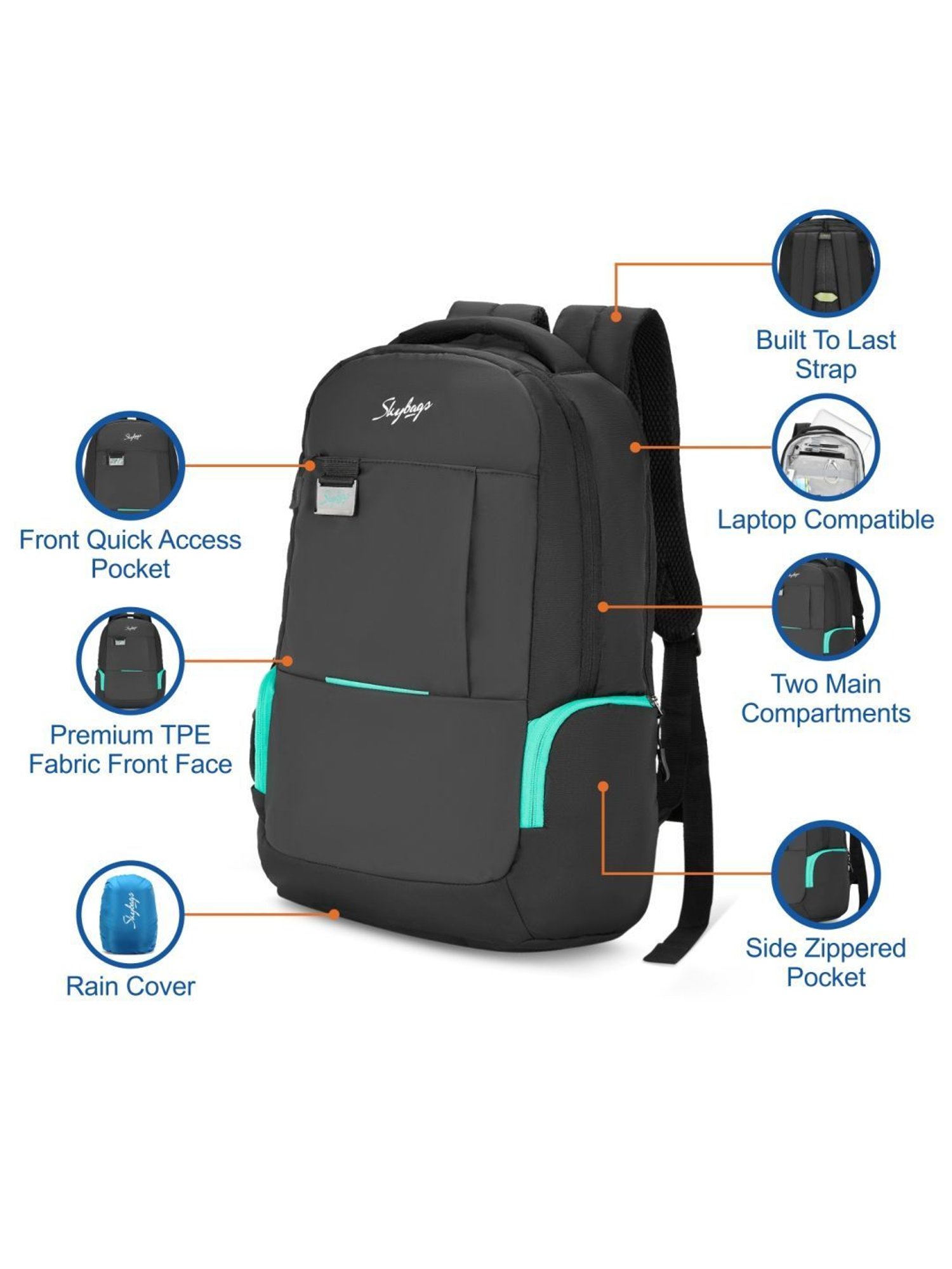 Skybags Fox Business Pro 35 Ltrs Black Medium Laptop Backpack