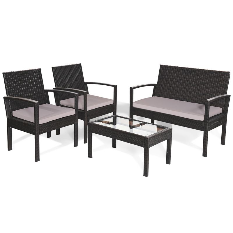 7pc Studio Shine Collection Patio Conversation Set with Sofa, 4 Armchairs & 2 Tables - W Unlimited