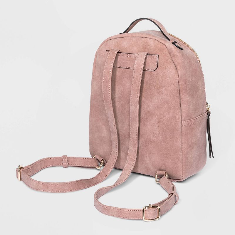 VR NYC Zip Closure Whipstitch Shoulder Handbag - Mauve