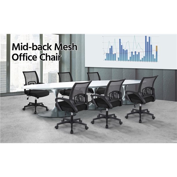 Mid-Back Height Adjustable Ergonomic Mesh Office Chair Computer Chair with 360&deg;Rolling Casters Black