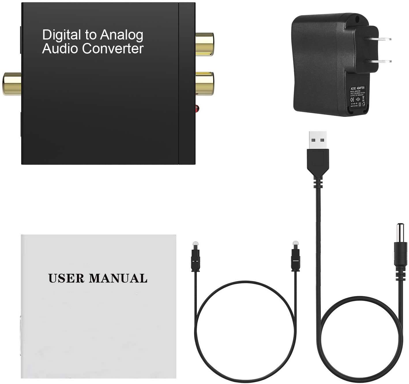 192KHz Digital to Analog Audio Converter DAC Digital SPDIF Coaxial Optical Convert to L/R RCA, Toslink Optical to 3.5mm Jack Audio Adapter for PS4 HD DVD Home Cinema Systems