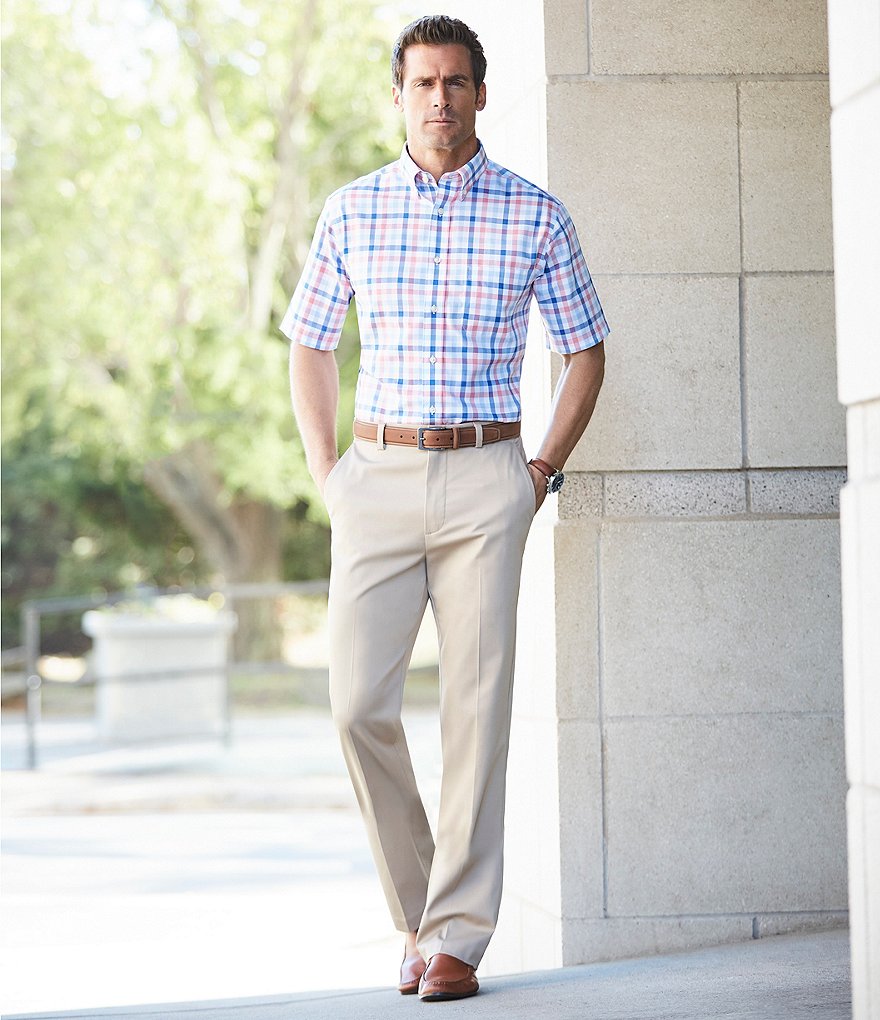 Roundtree & Yorke TotalFLEX Classic Fit Flat Front CoreComfort Waistband Easy Care Pants