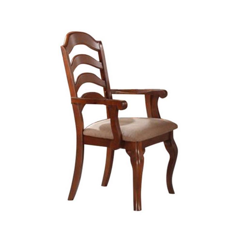 Set of 2 Rubber Wood Dining Chairs With Ladder Back Brown - Benzara