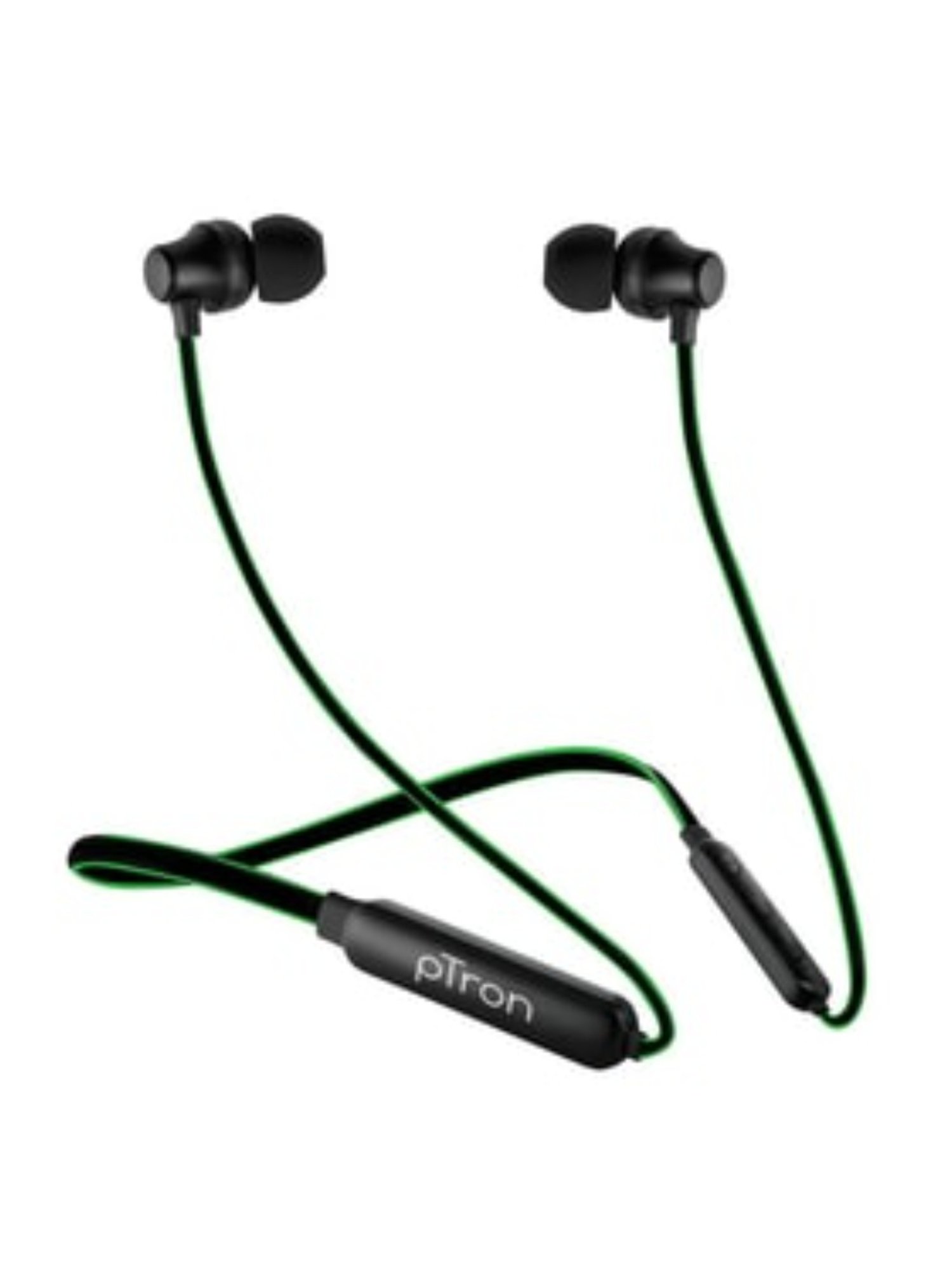 PTron Tangent Lite Bluetooth 5.0 Wireless in Ear Neckband with Mic (Black & Green)