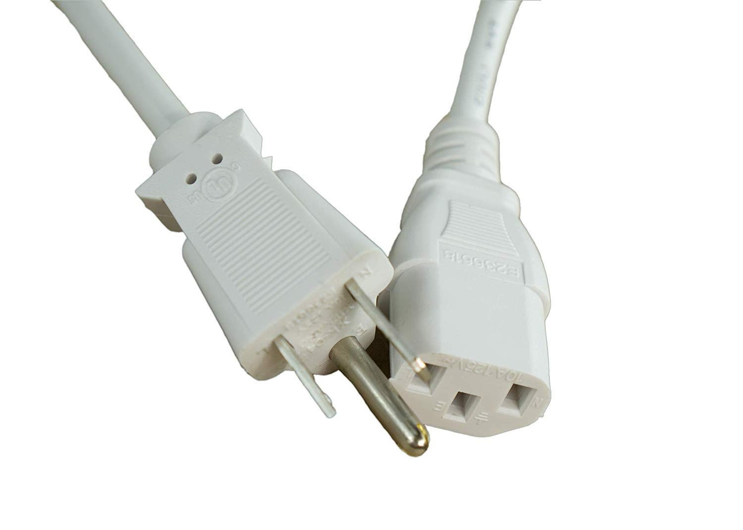 [30 FT-White] Omnihil UL Universal 3 Prong 3 Pin Power Cord (NEMA 5-15P to IEC320C13) 18AWG CE/BS/SAA Certified - Up to 500W Max Power - UL Listed (Compatible with Many Models)