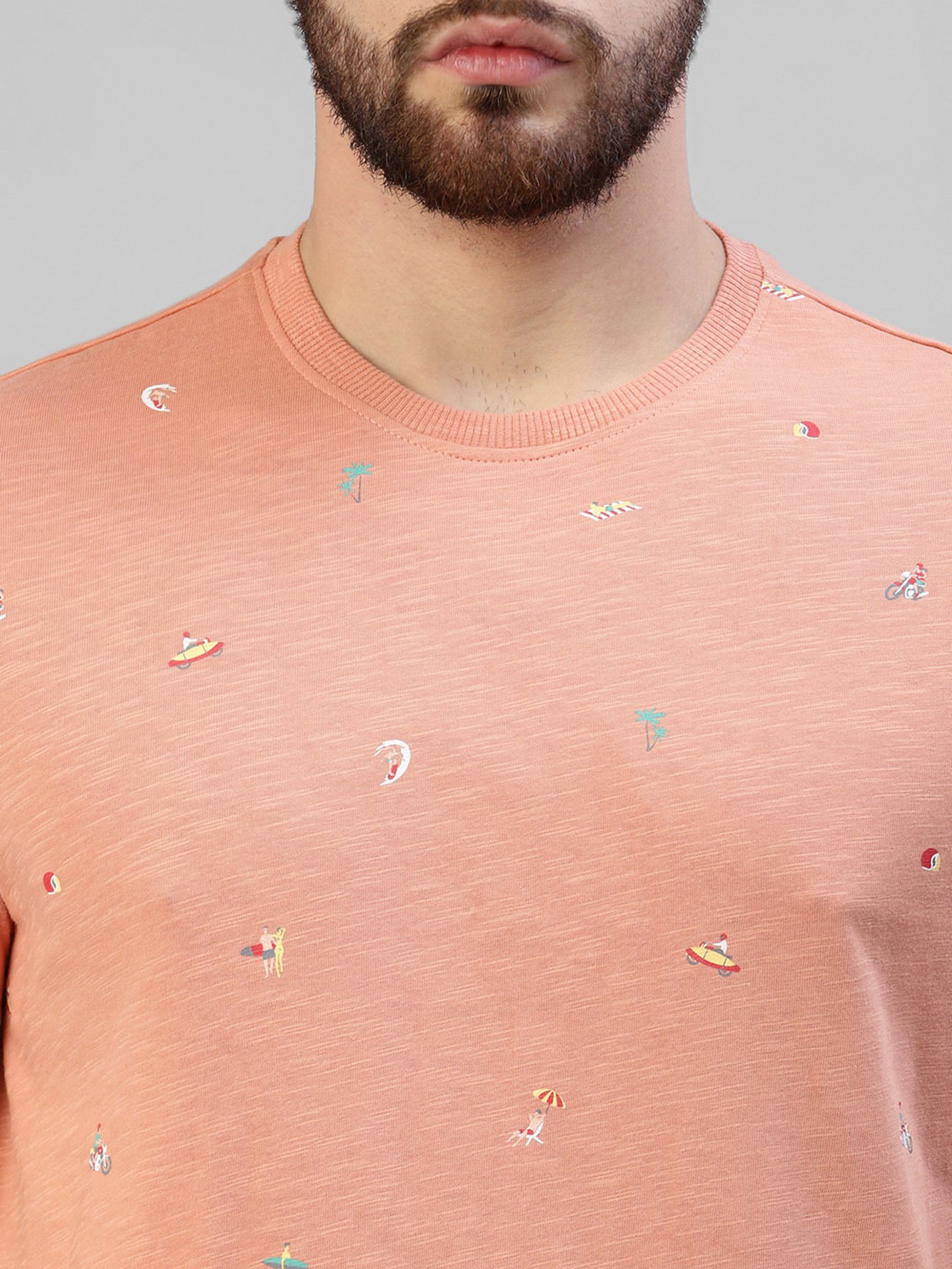 Royal Enfield Peach Regular Fit Beach AOP T-Shirt