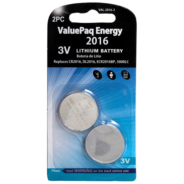 ValuePaq Energy 2016 Lithium Coin Cell Batteries (2 Pack)