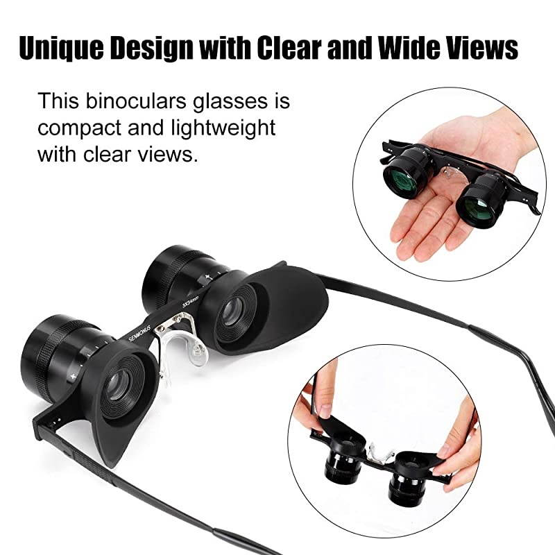 HandsFree Binocular Glasses for Fishing Bird Watching Sports Concerts Theater Opera TV Sight Seeing HandsFree Opera Glasses for Adults Kids Green Film OpticsUpgraded