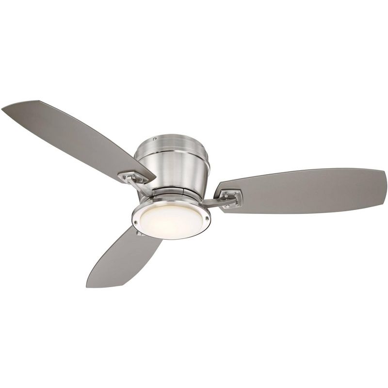 52" Casa Vieja Modern Hugger Outdoor Ceiling Fan with Light LED Dimmable Remote Control Brushed Nickel Wet Rated for Patio Porch