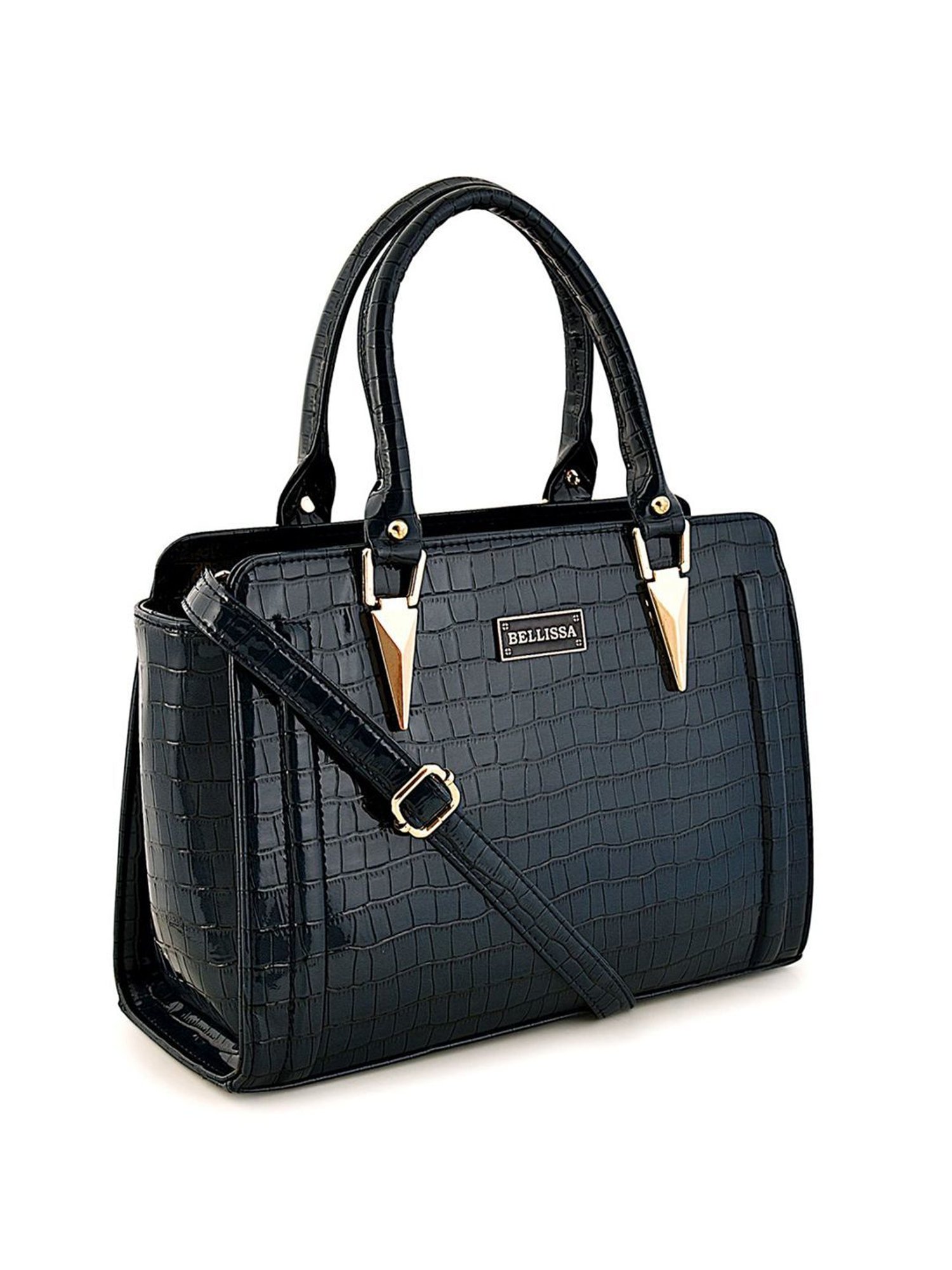 Bellissa Green Textured Medium Premium Handbag