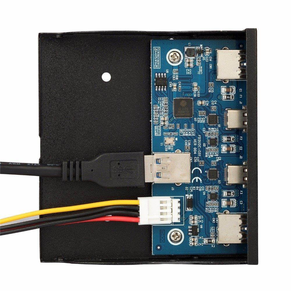 XinYS Desktop 2-Port USB A USB 3.0 Type -C USB C 3.5 inch Front Panel Data Hub for PC, 20pin/19pin to USB3.0