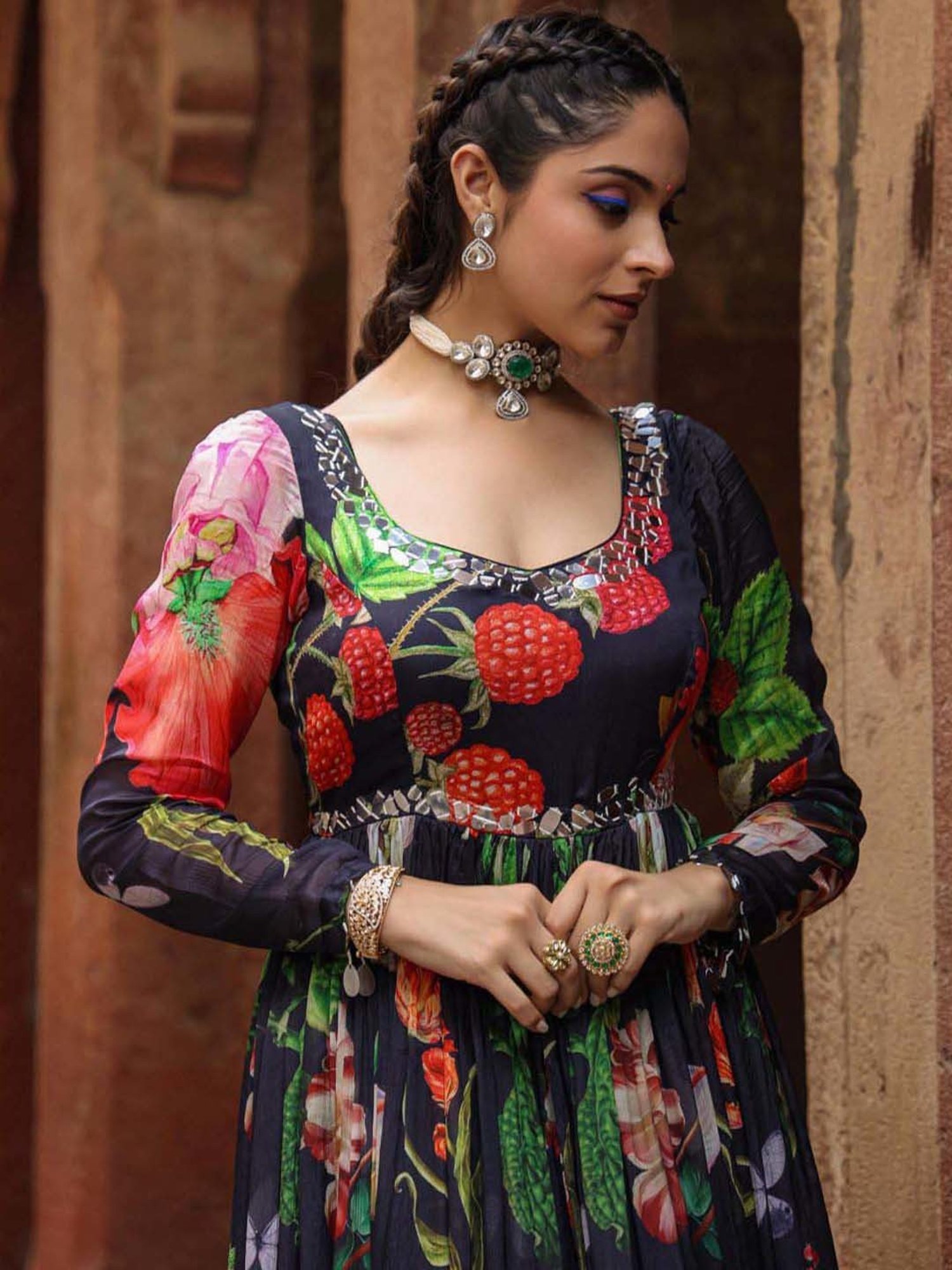 SCAKHI Black Printed Maxi Dress