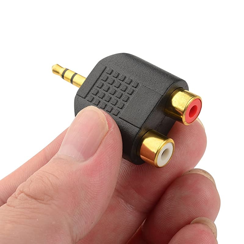 LEMENG 2Pack of Gold Plated 35mm Stereo to 2RCA Male to Female AdapterAudio Splitter Adapter Dual RCA Jack Adapter
