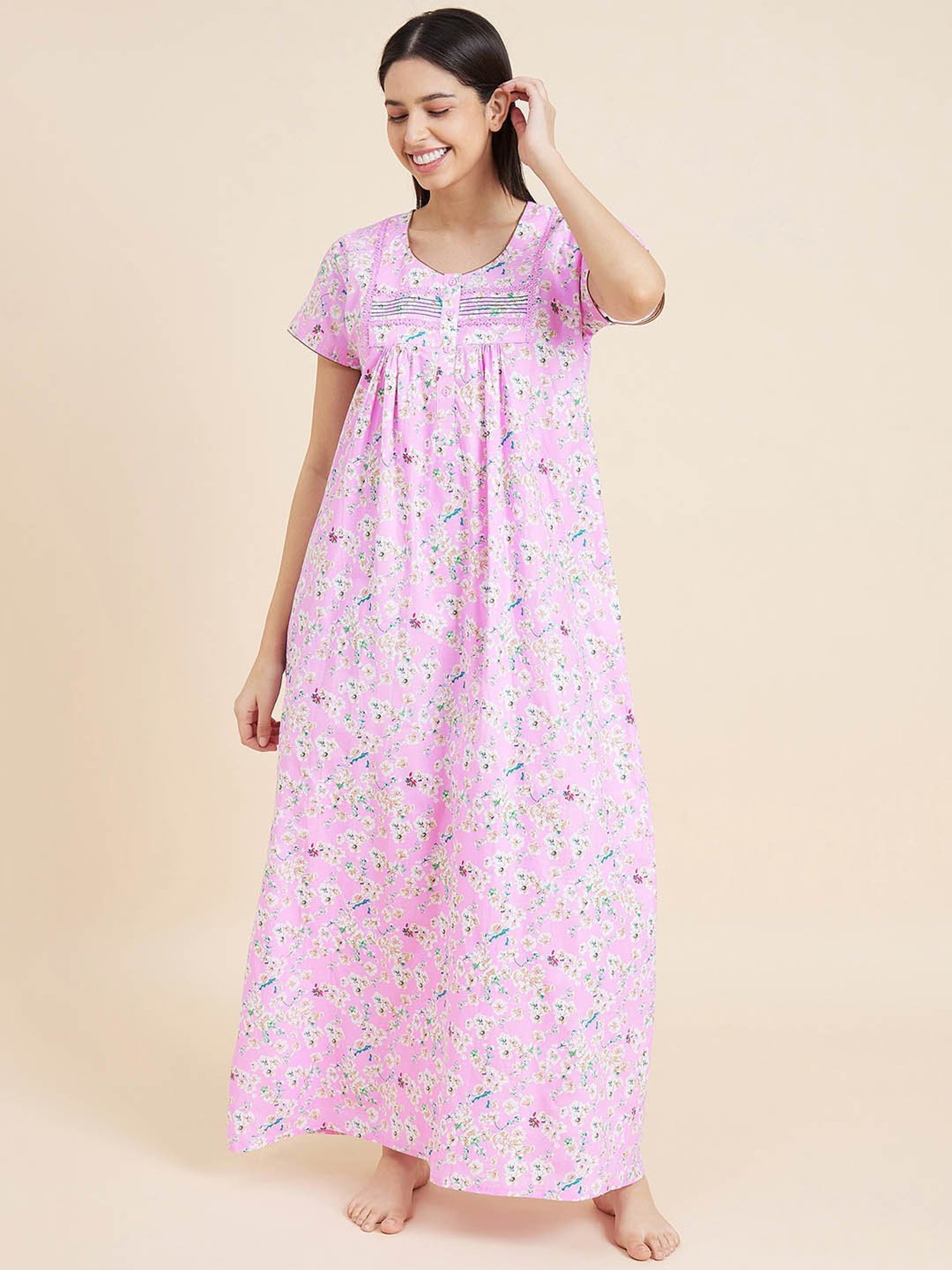 Sweet Dreams Pink Printed Nighty