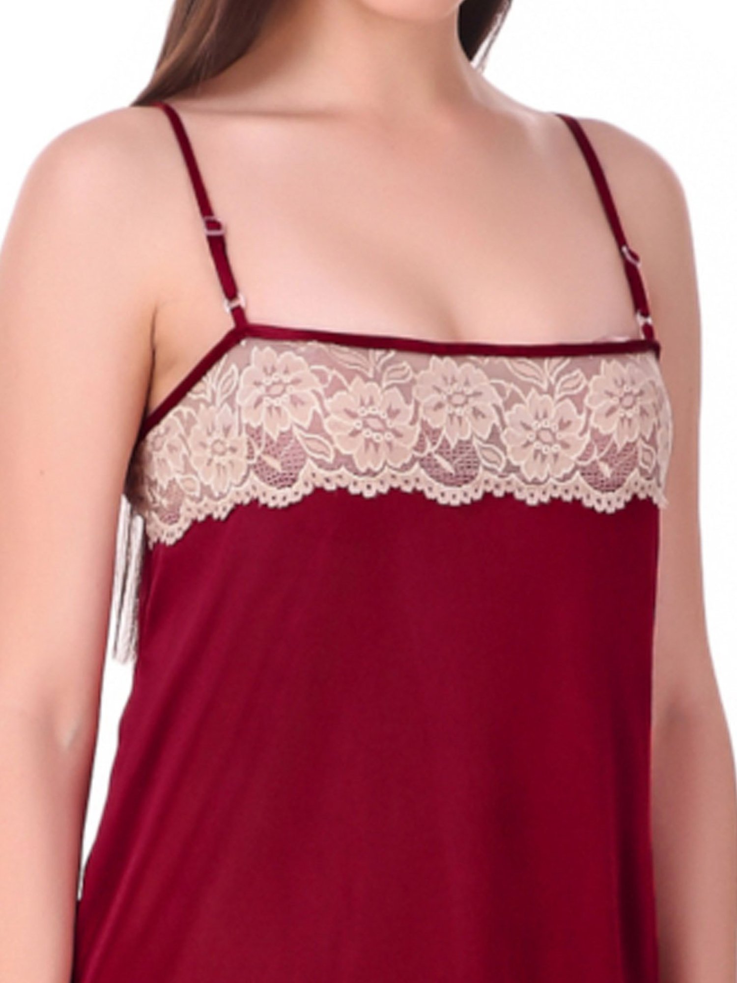 N-Gal Maroon Lace 8 Piece Nighty