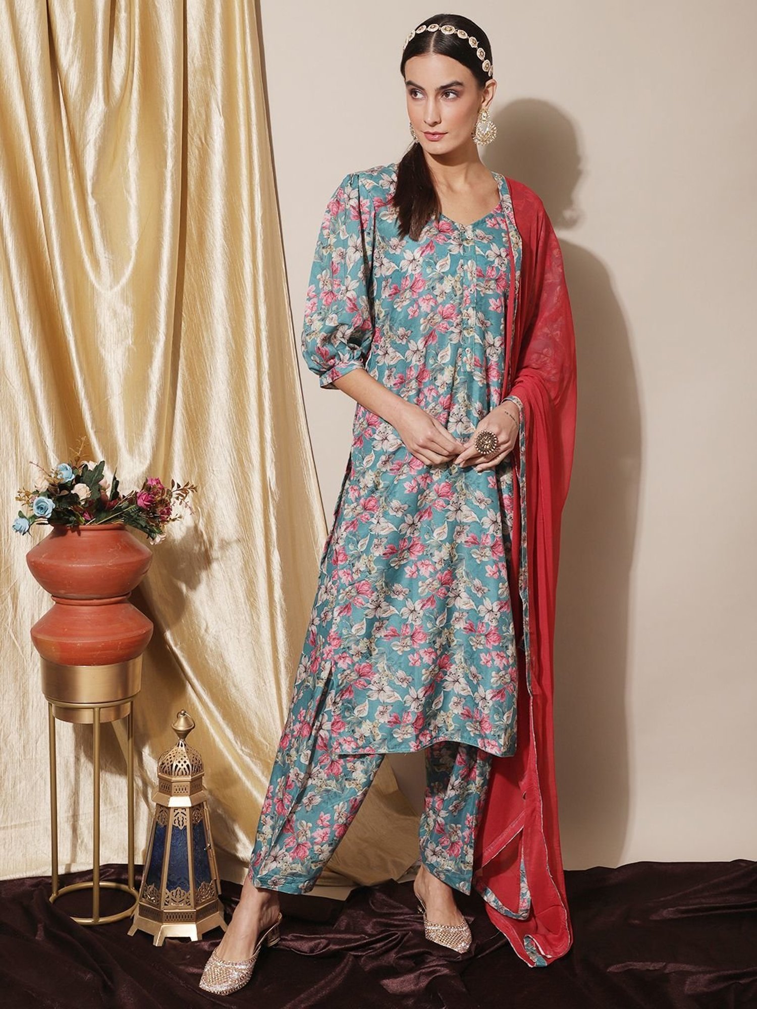 Stylee LIFESTYLE Blue Printed Unstitched Dress Material