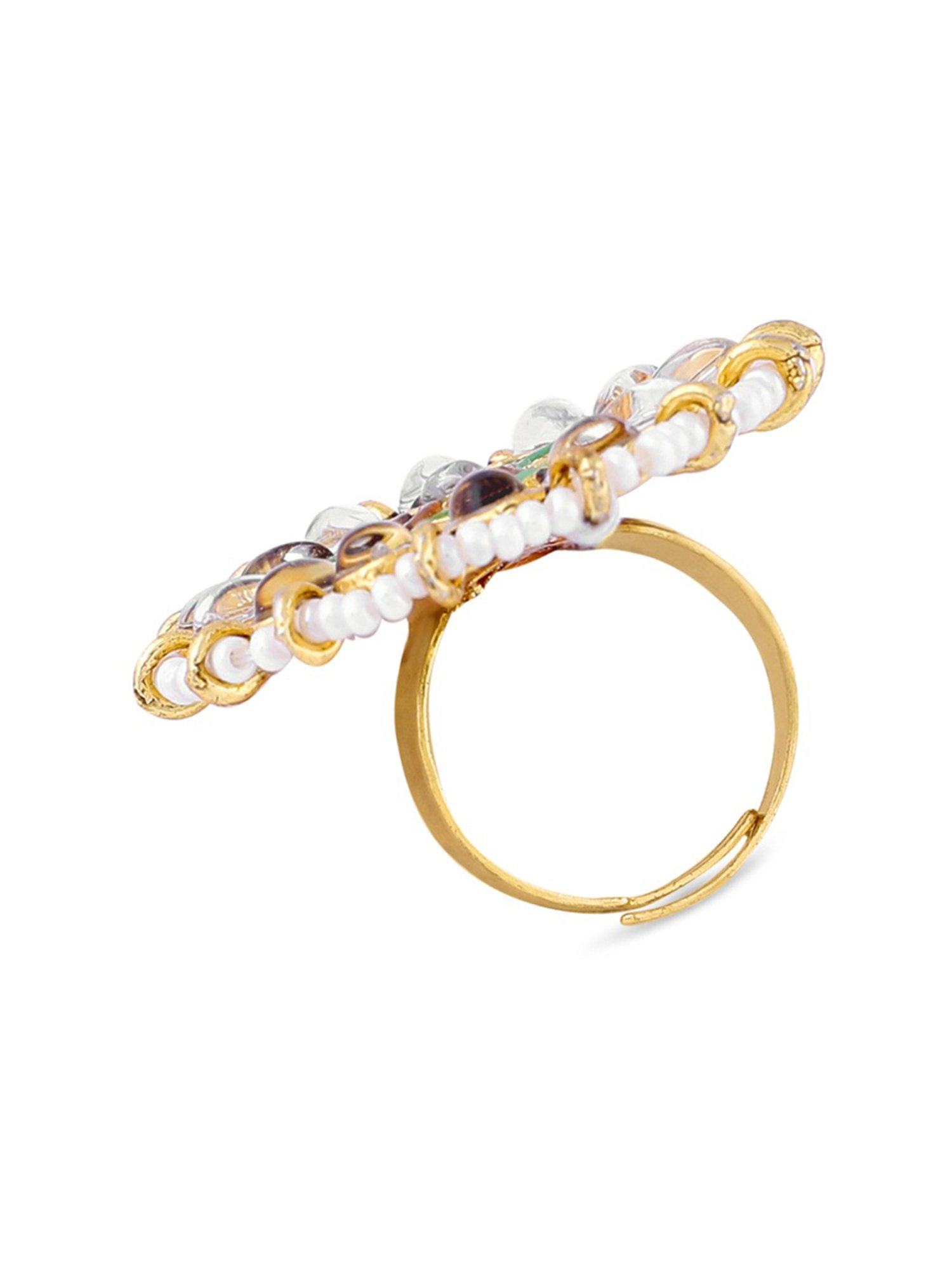 Zaveri Pearls Multicolor Set Of 3 Wedding Collection Adjustable Finger Rings-ZPFK11485