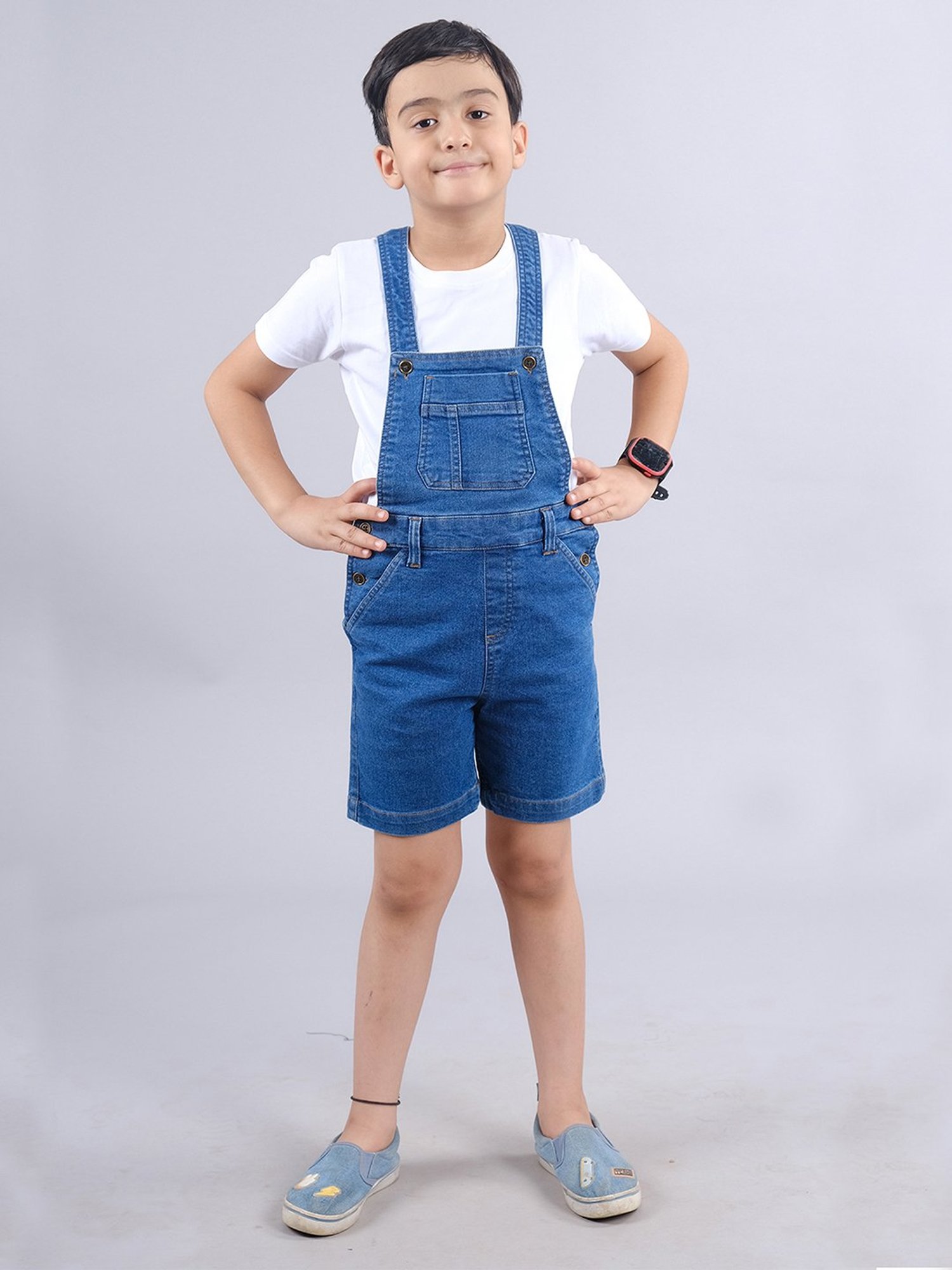 Kiddopanti Kids Blue Solid Dungaree