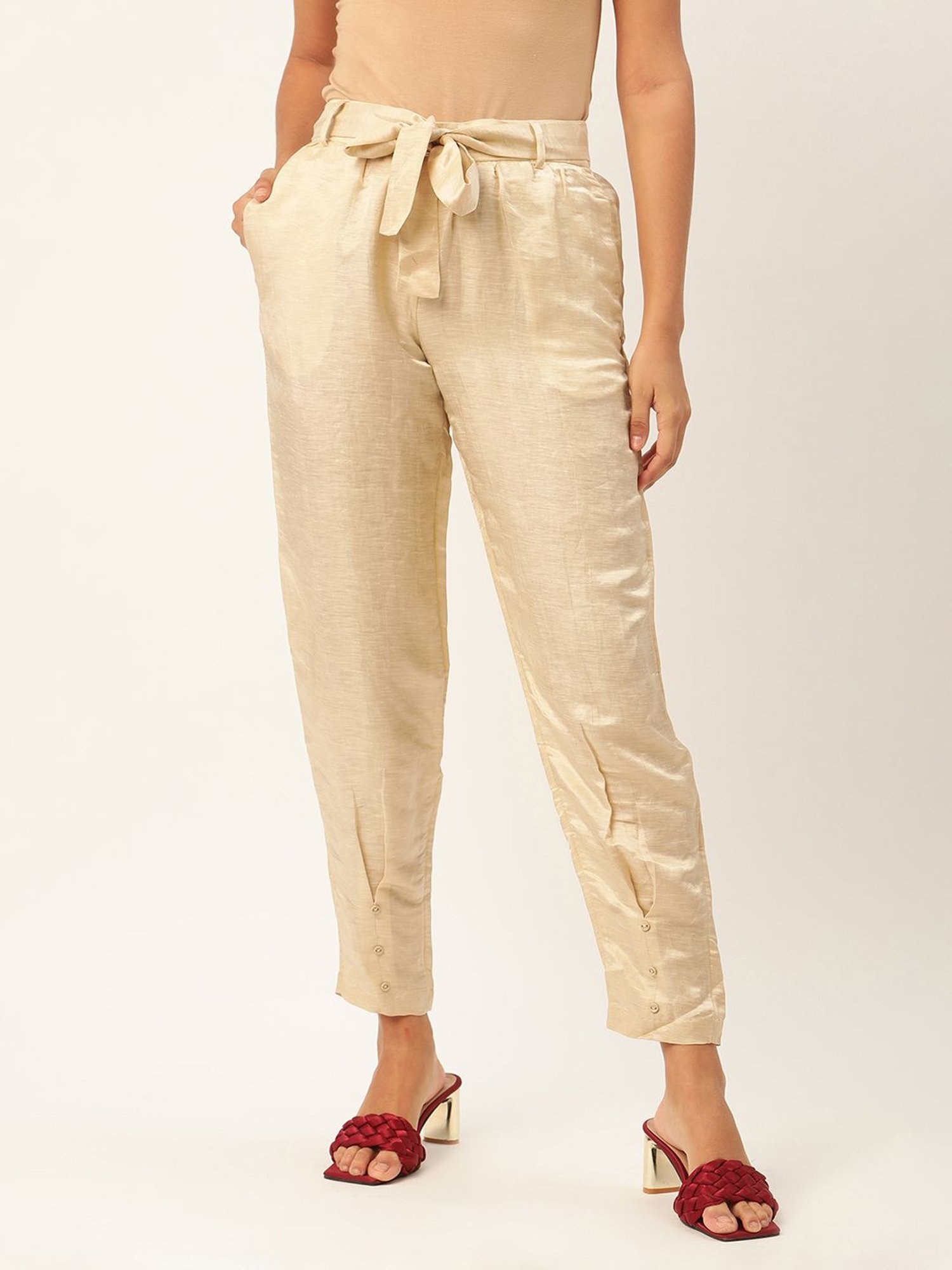 Rooted Beige Regular Fit Trousers