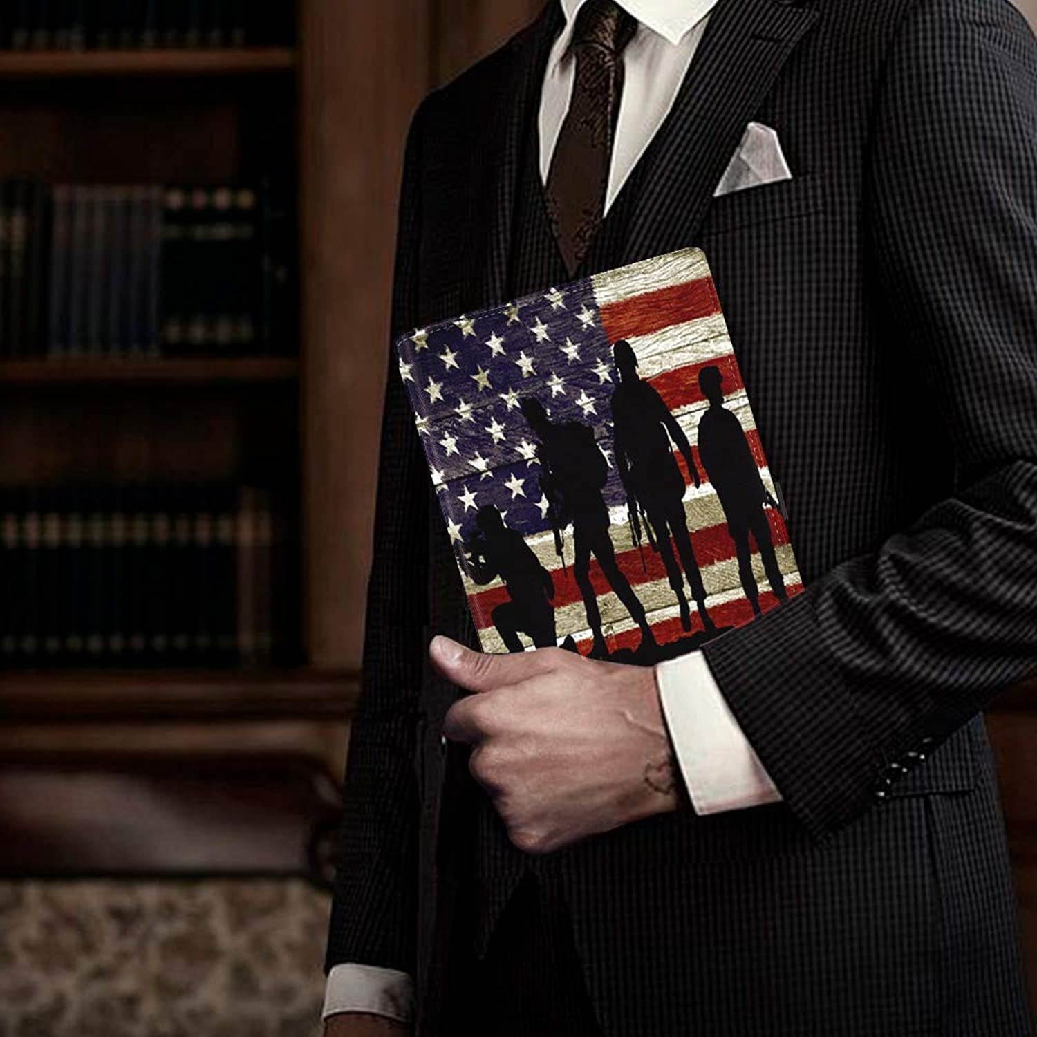 iPad 9.7 inch 2018/2017 Case,Pro 9.7 Case,iPad Air 2 Case,iPad Air Case,Slim Soft Rubber Back Shockproof Protective Case with Auto Wake/Sleep for iPad 5th/6th Gen, American Flag Patriotic Soldier