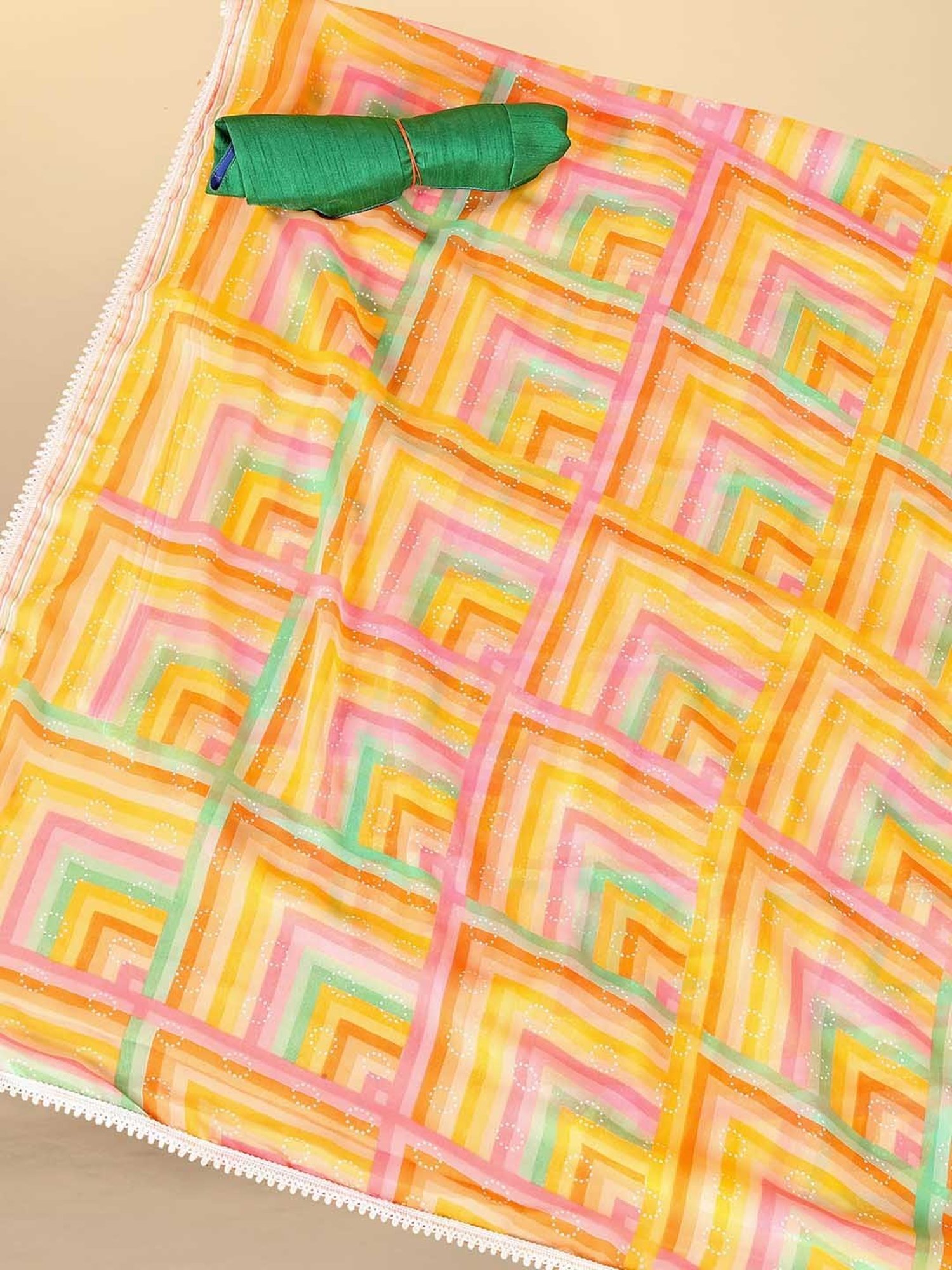 Rangita Yellow Printed Saree With Blouse