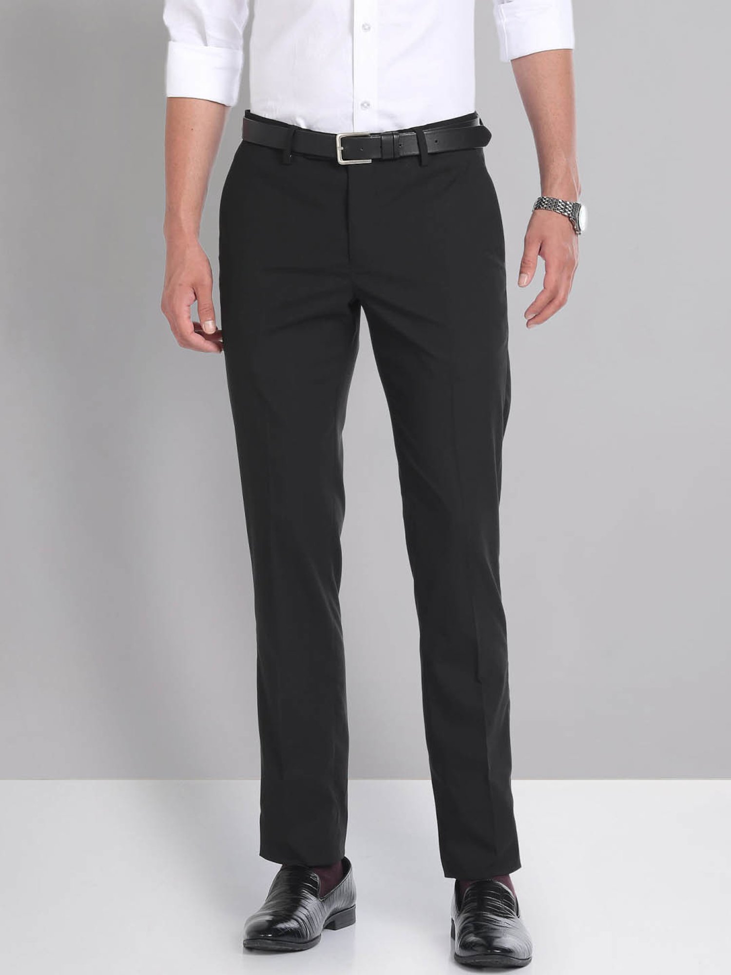 AD by Arvind Black Slim Fit Trousers