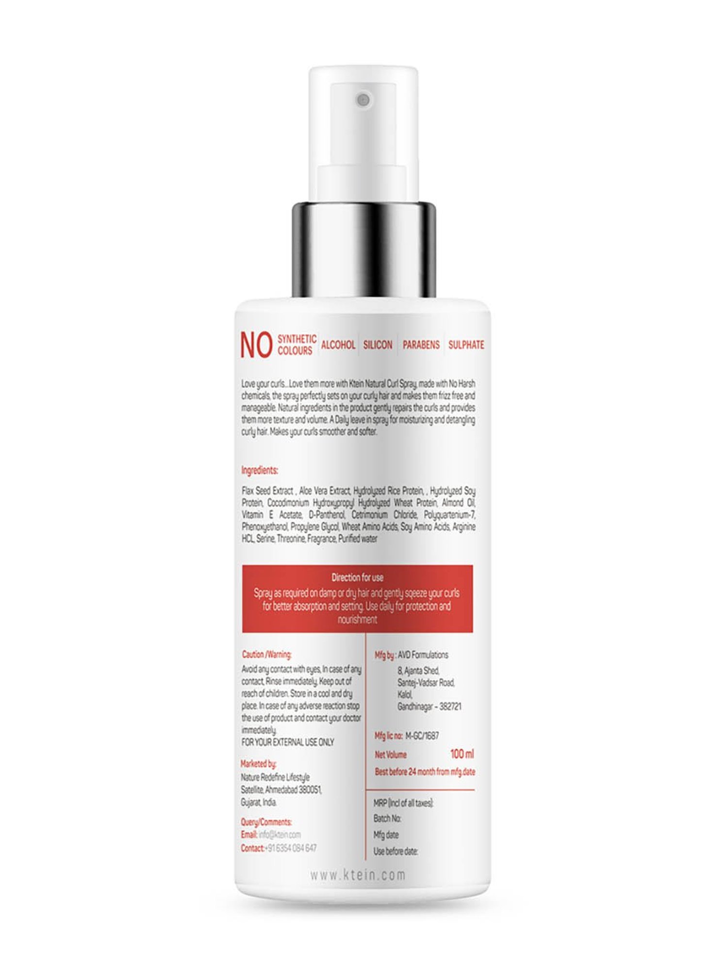 Ktein Natural Curl Defining Spray - 100 ml