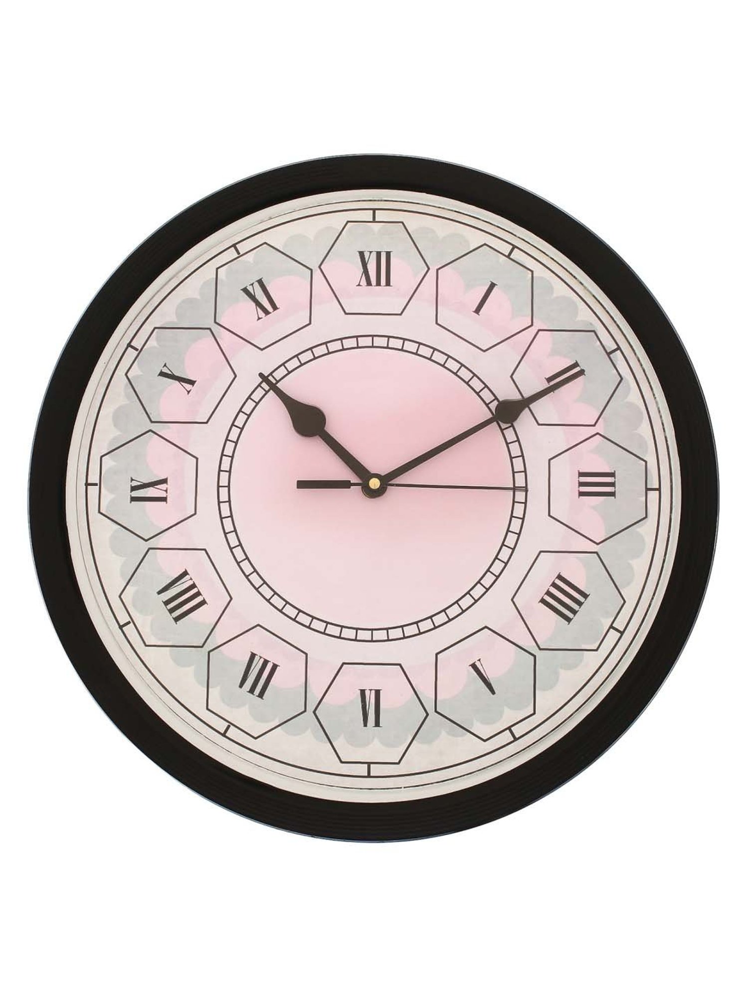 eCraftIndia Designer Round Analog Black Wall Clock