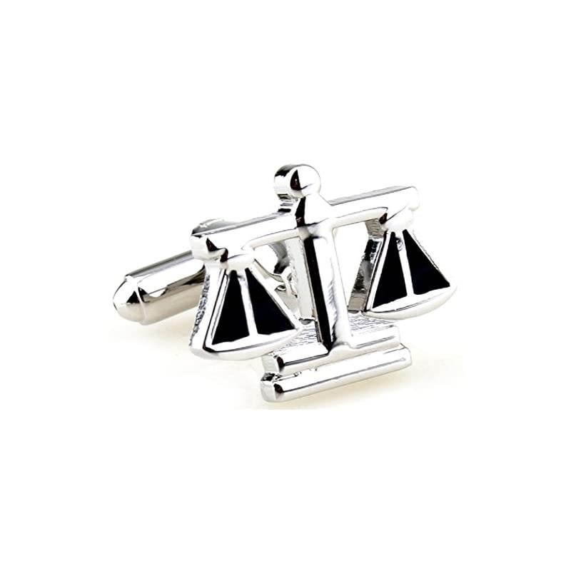 Scales of Justice Attorney Lawyer Judge Cufflinks with a Presentation Gift Box Polishing Cloth