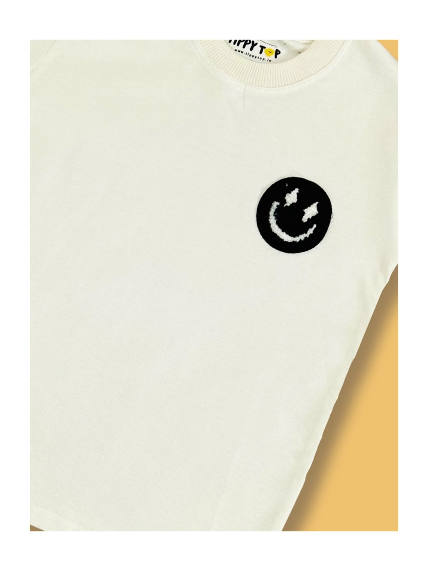 Tippy Top Kids White Self Design T-Shirt
