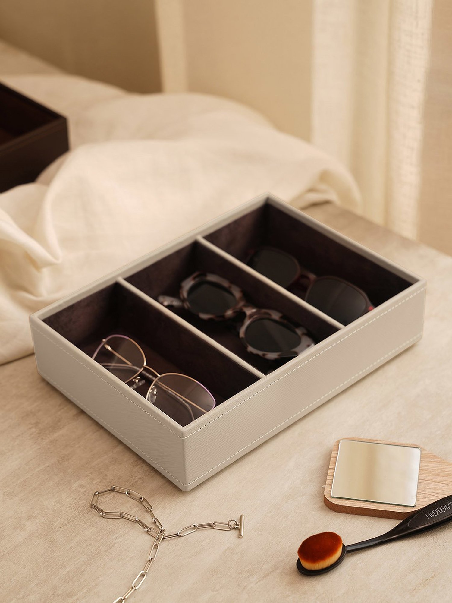 Pure Home and Living Beige MDF Solid Organisers