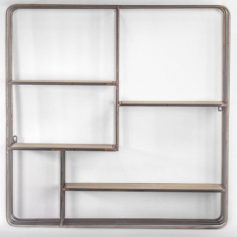 6" x 32" Rustic Wood and Metal Multi Unit Shelf Brown - Crystal Art Gallery