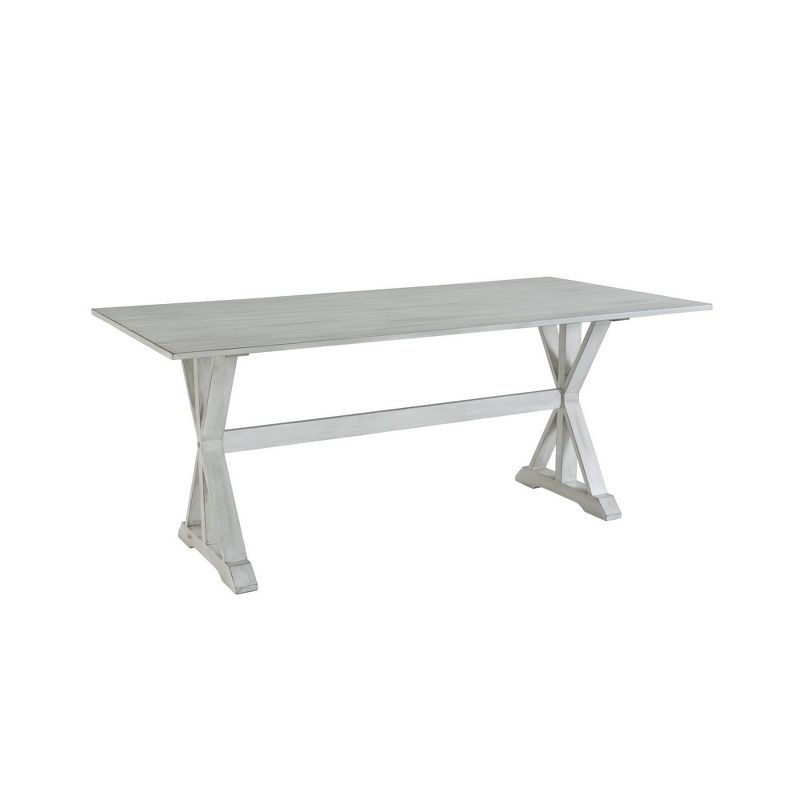 Rectangular Dining Table with X Shaped Pedestal Legs White - Benzara