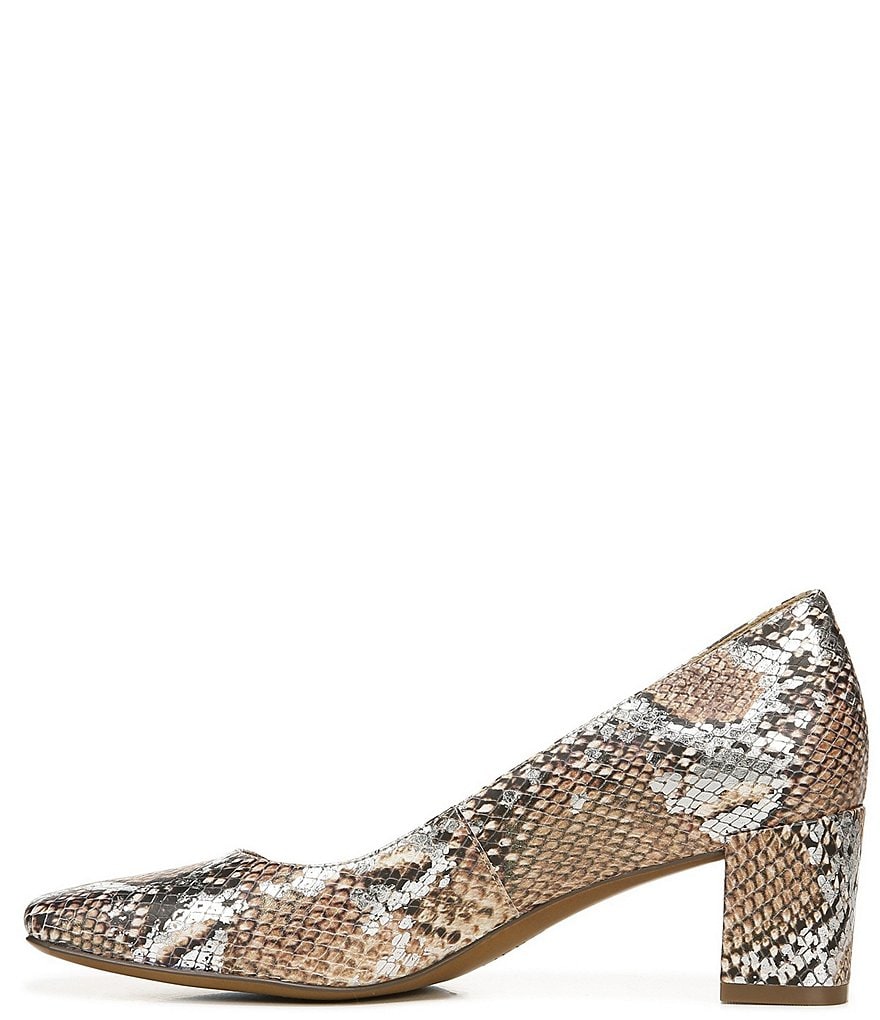 Naturalizer Karina Snake Print Leather Block Heel Pumps