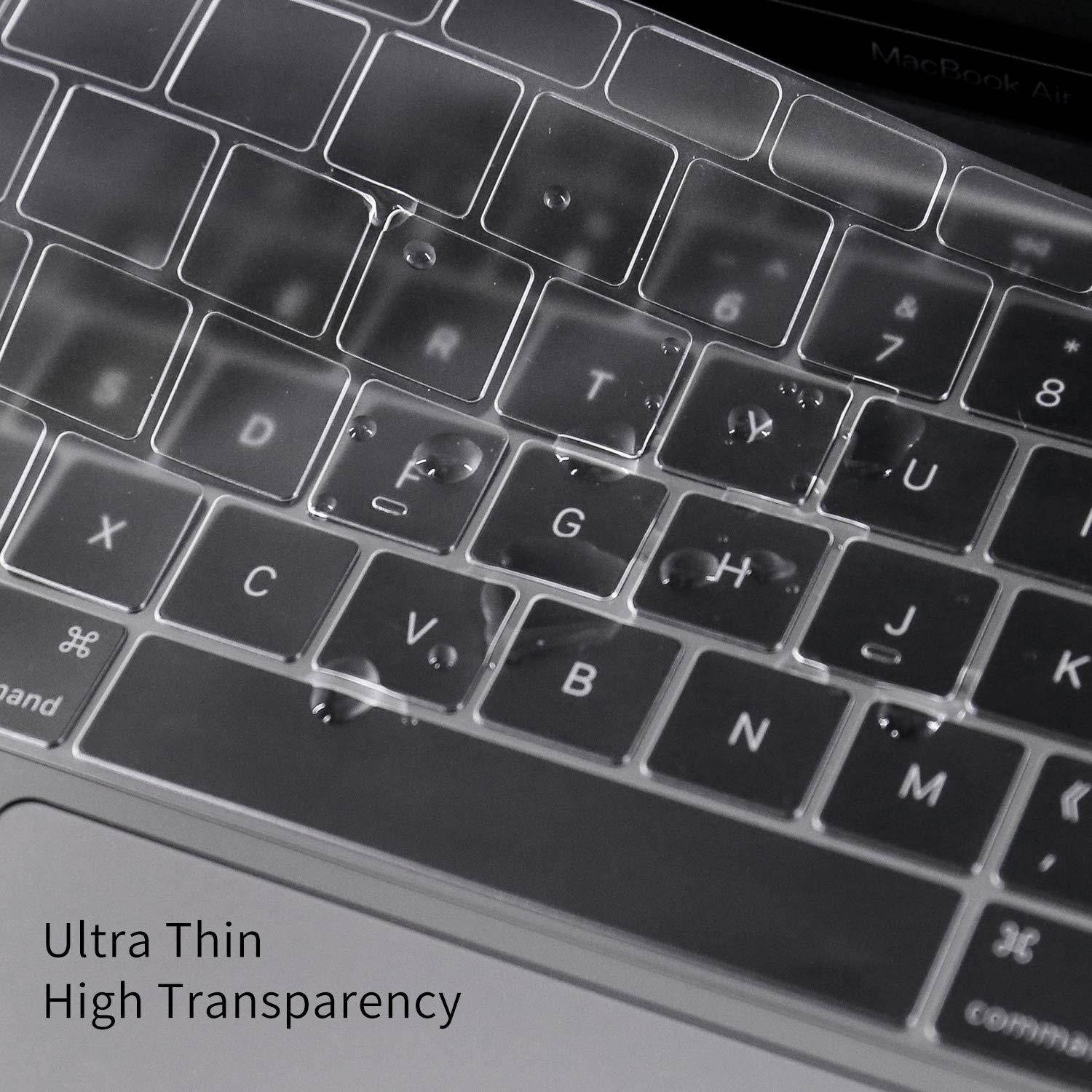 CaseBuy Premium Ultra Thin Keyboard Cover Compatible 2018 Release MacBook Air 13 Inch A1932 with Touch ID Soft-Touch TPU Keyboard Protective Skin