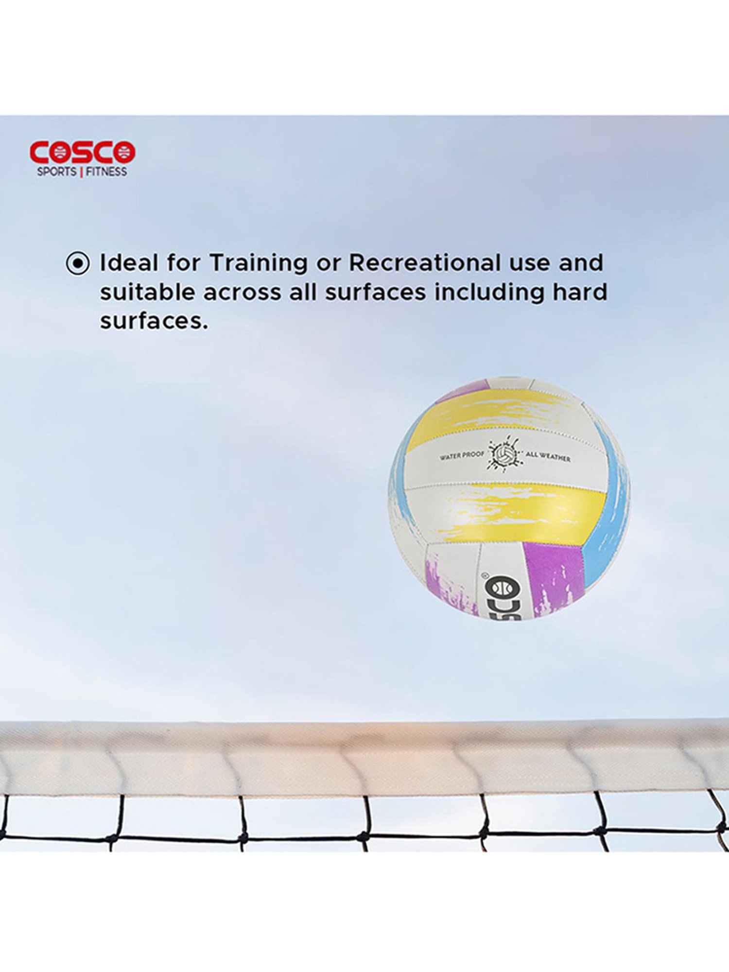 Cosco Strike Rubber Machine Stitched Volleyball (Multicolor) Size - 4