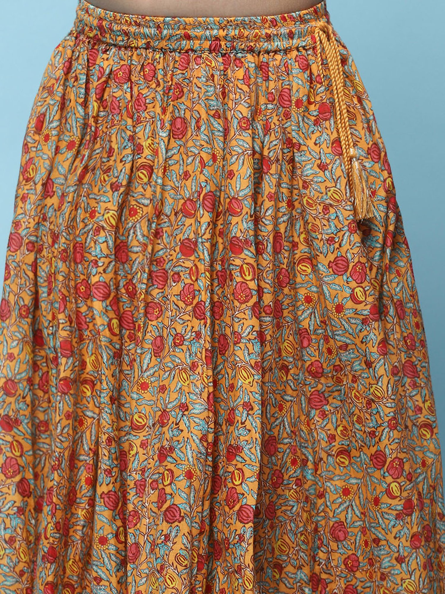 Biba Girls Orange Cotton Embroidered Casual Top and Tees