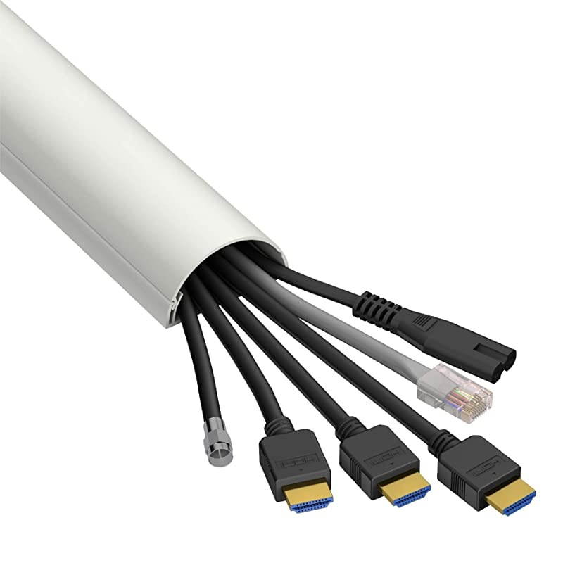 TV Cable Raceway On Wall Cord Cover 39 Inch Large Paintable Channel to Hide and Conceal Cords Cables or Wires Cable Management 2 W x 1 H White