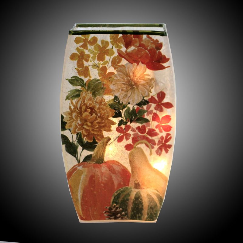 Stony Creek 7.75" Fall Bouquet Lit Vase Med Pumpkins Gourds Electric  -  Decorative Vases