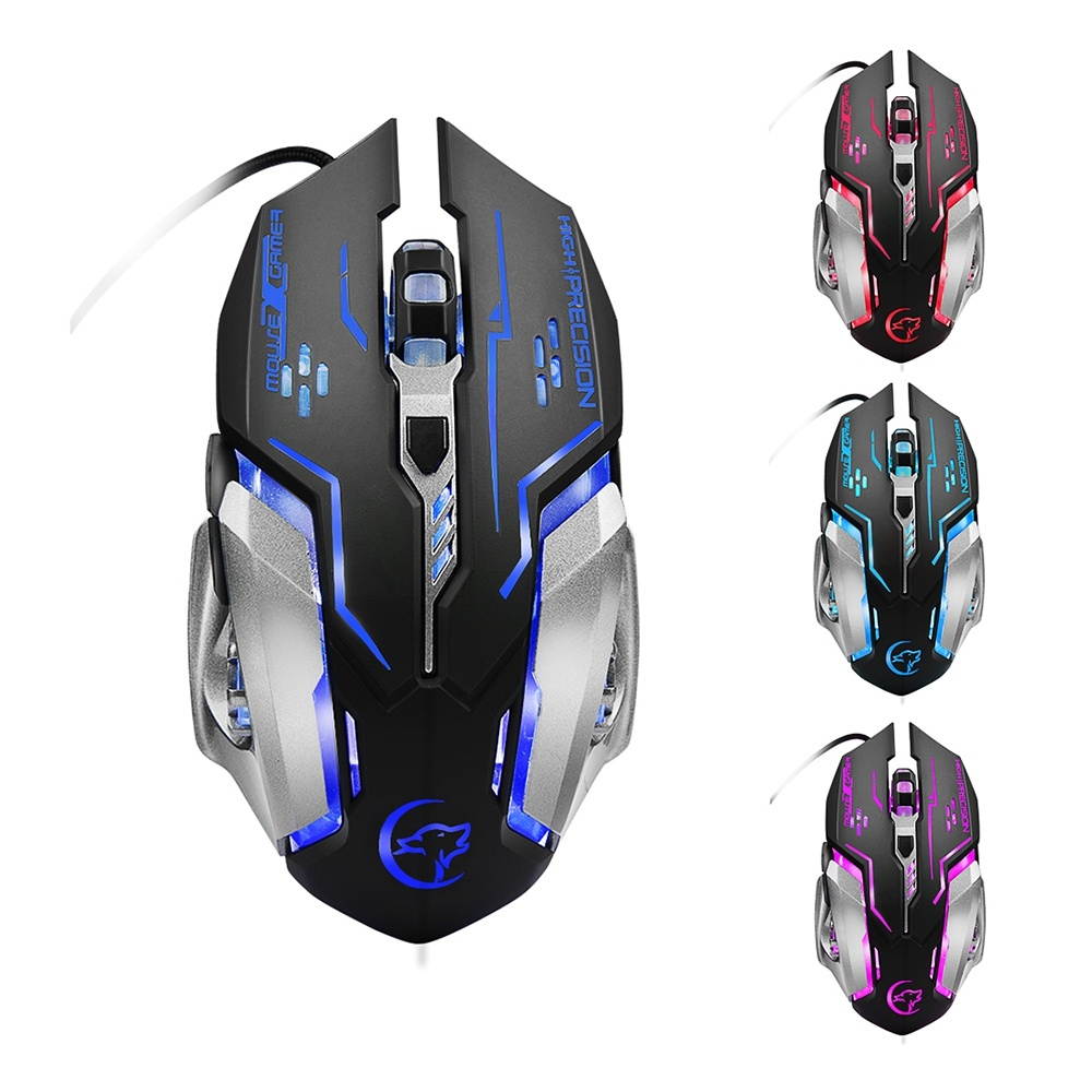 Y-FRUITFUL Gaming Mouse Ergonomic Wired Mouse 8-Key LED 6400 DPI Optical Macro Programmable USB Computer Mouse Wired Gaming Mouse with Backlight for PUBG FPS