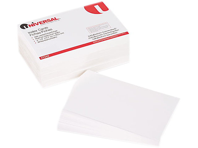 Universal Unruled Index Cards 5 x 8 White 500/Pack UNV47245