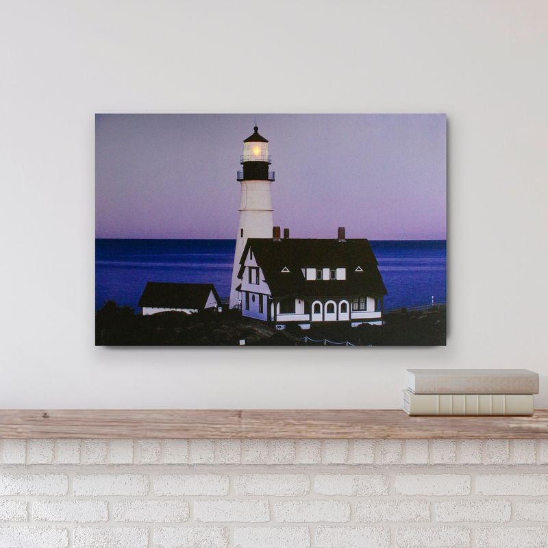 Northlight LED Lighted Dusk Lighthouse Seaside Scene Canvas Wall Art 15.75" x 23.75"