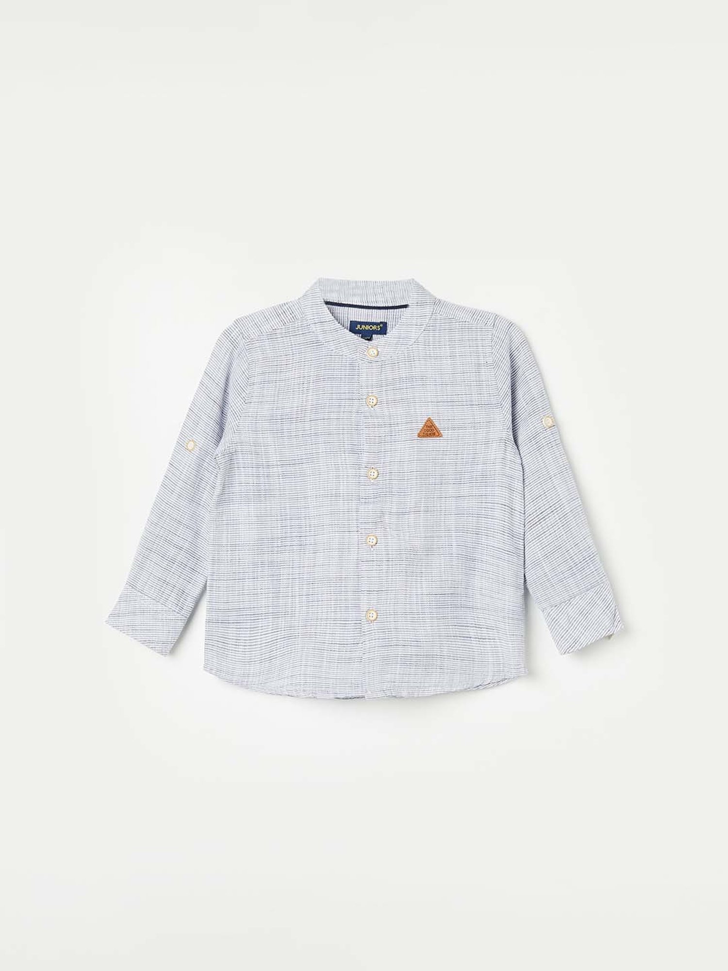 Juniors by Lifestyle Kids Blue Cotton Self Pattern Full Sleeves Shirt