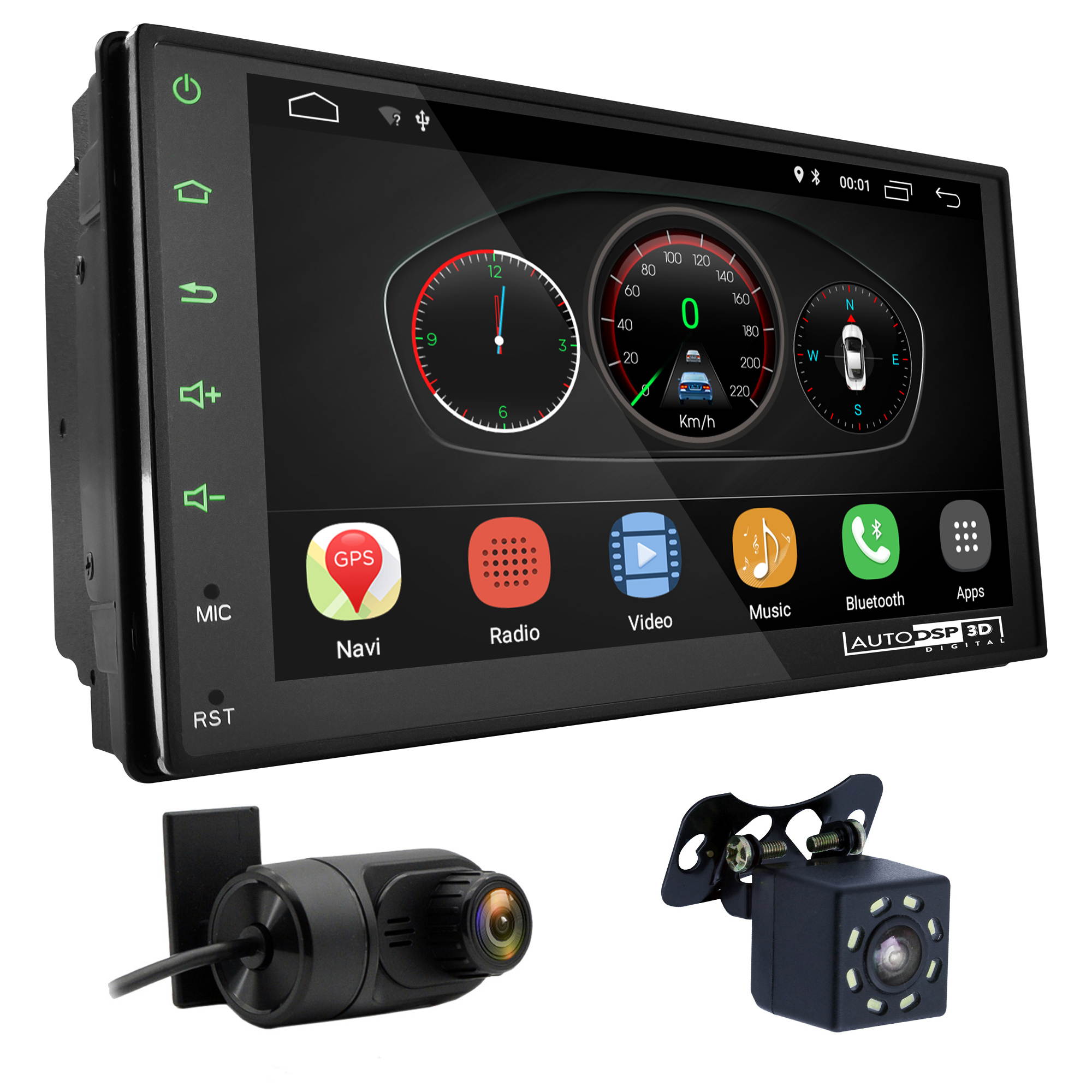 UGAR EX10 7" Android 10.0 DSP Universal Car Stereo with Backup Camera Digital Video Recorder (DVR) 2GB 16GB Head Unit Double Din Touch Screen Indash GPS Navigation with Bluetooth WiFi