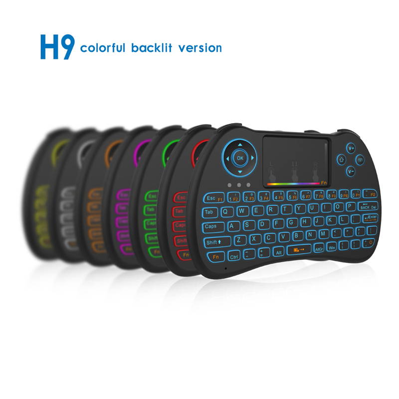 Colorful Backlight Air Mouse Wireless Mini Keyboard with Backlit H9 Remote Control for X92 X96 T95Z Plus M8S Android TV Box