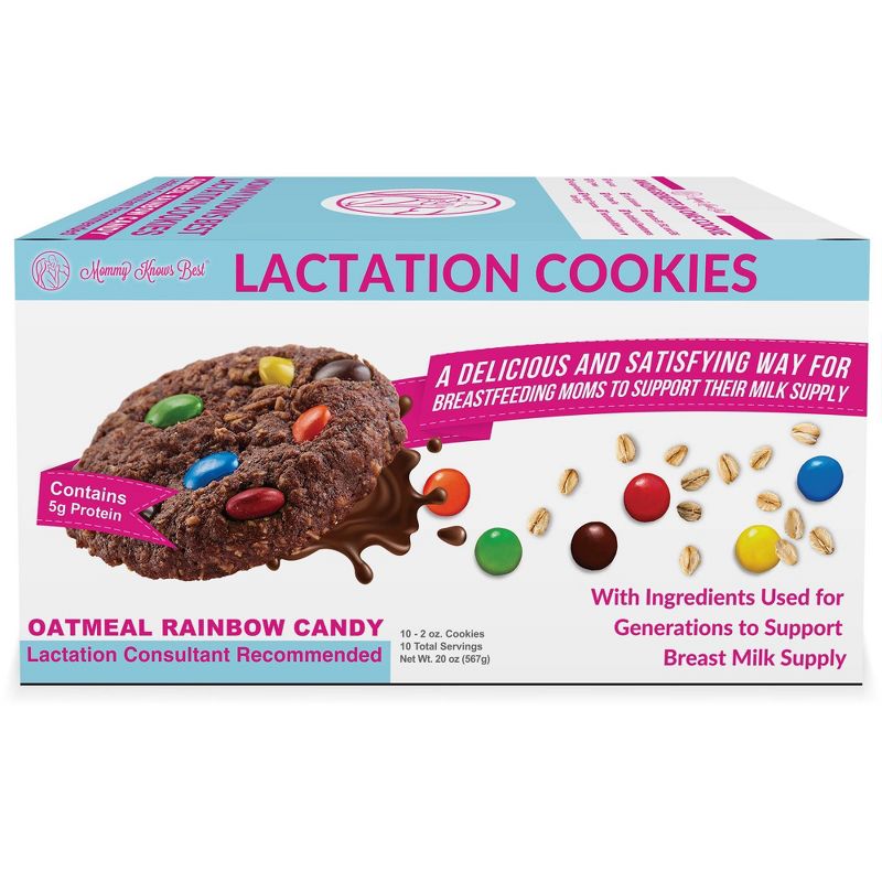Mommy Knows Best Ready To Eat Oatmeal Chocolate Rainbow Candy Chip Lactation Cookies - 10pk