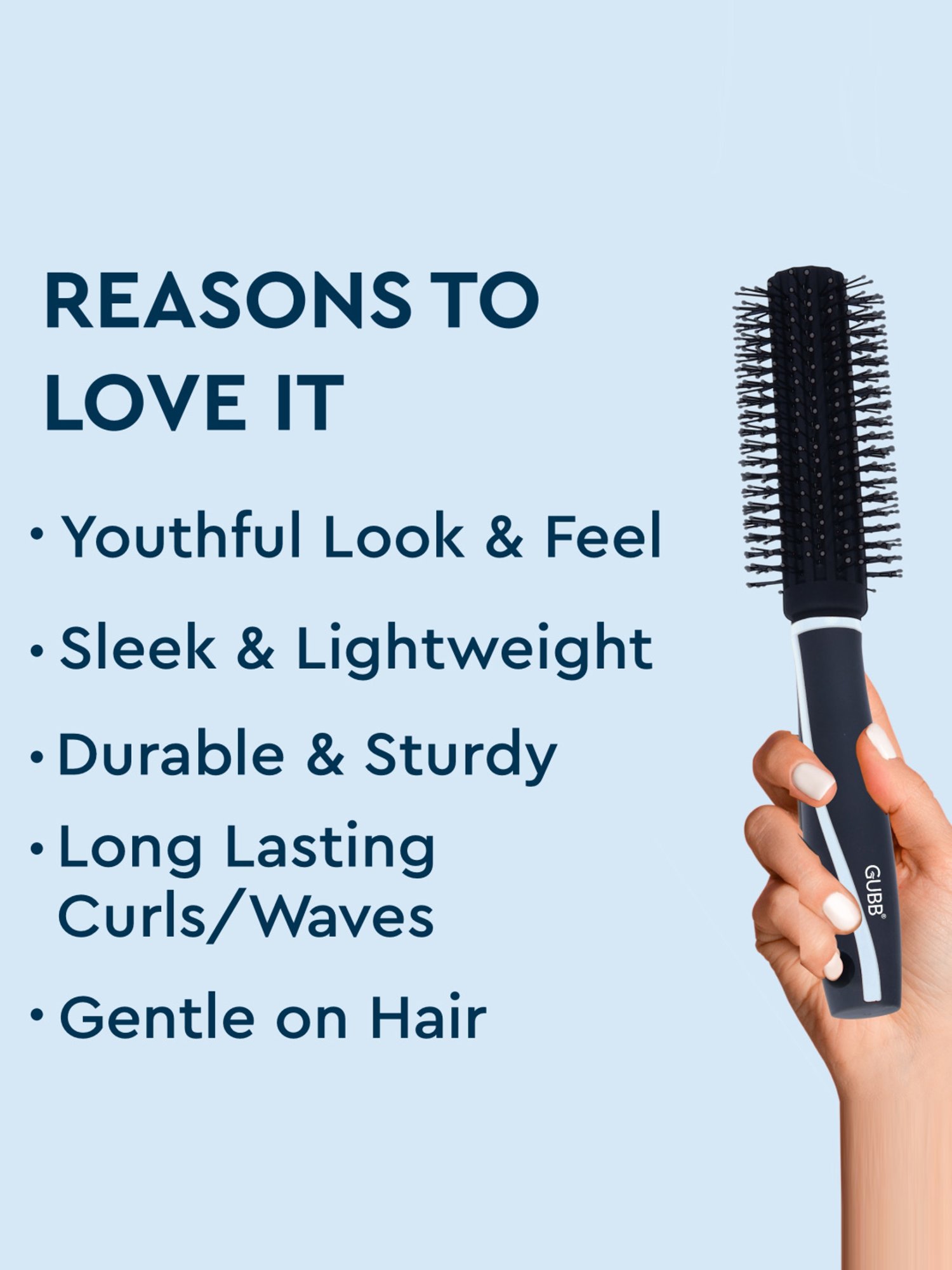 GUBB Round Brush for Hair Styling & Blow Drying, Round Hair Brush - Vogue Range
