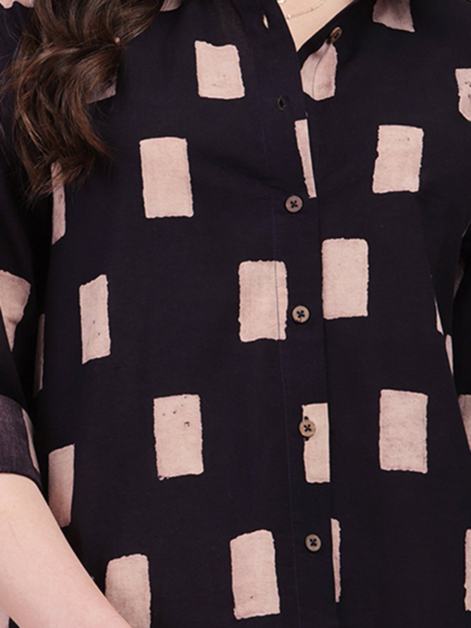 Pink Fort Black Cotton Printed Shirt