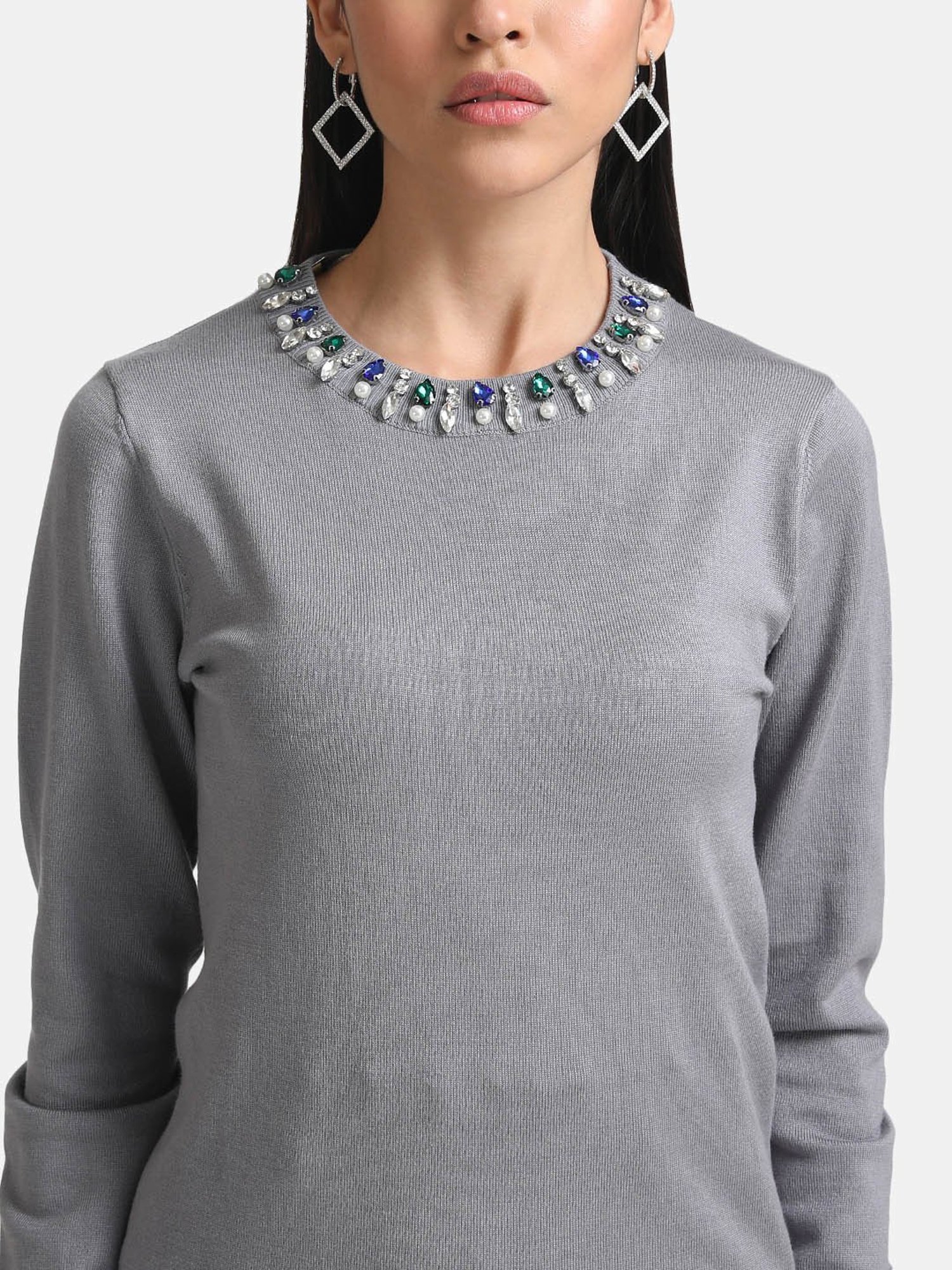 Kazo Embellished Neck Pullover