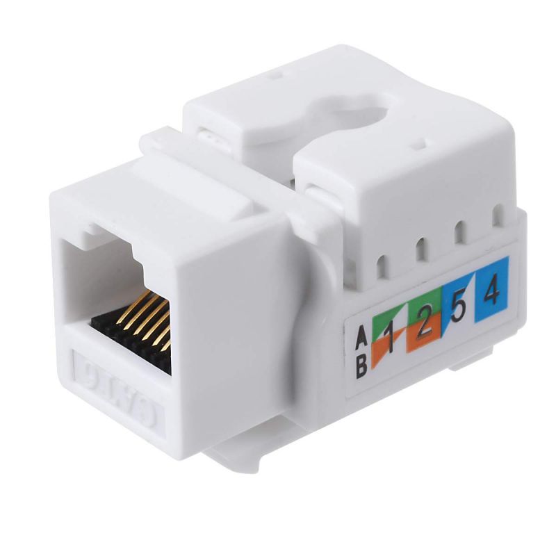 10-Pack RJ45 Keystone Jack Module Connector 568A/568B, Keystone Adapter Compatible Cat 6/5e/5 Connector,Cat6 Keystone Jack,RJ45 Female Connector,White